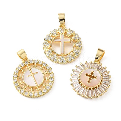 Brass Micro Pave Clear Cubic Zirconia Pendants CU-CBA09AF-14-1