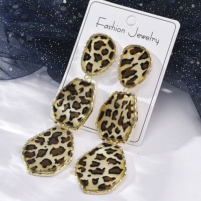 Alloy acrylic Dangle Stud Earrings LS-EJEW-M075-01G-03-1