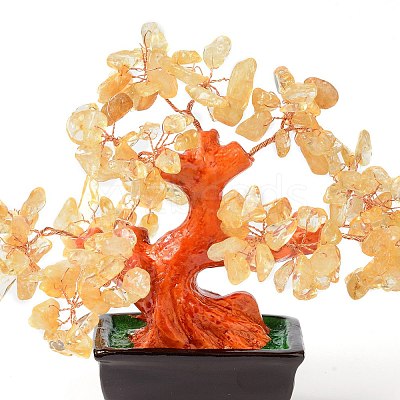 Natural Yellow Quartz Chips Money Tree Bonsai Display Decorations DJEW-B007-08C-1