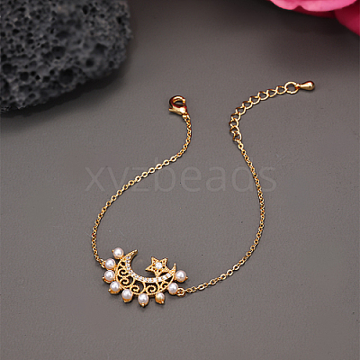 Brass Micro Pave Cubic Zirconia Link Bracelets for Women TF5146-1-1