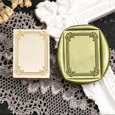 Rectangle Flower Frame Brass Stamp Heads AJEW-M037-04G-01-1
