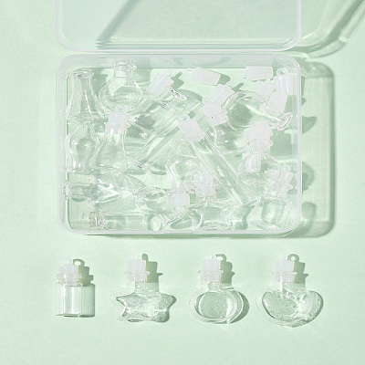 20Pcs 10 Styles Clear Glass Wishing Bottle Pendants GLAA-FS0002-19-1