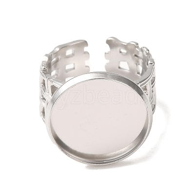 Woven Bezel 304 Stainless Steel Cuff Ring Components SA-CBAD8FA-01P-05-1