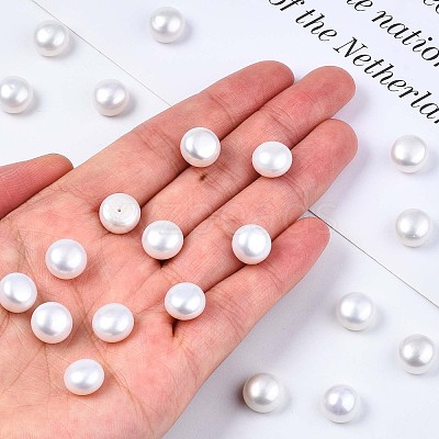 Half Drilled Natural Cultured Freshwater Pearl Beads PEAR-R008-01-1