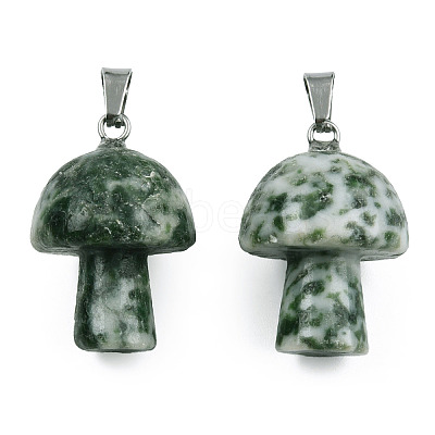 Natural Green Spot Jasper Pendants G-N0325-10Q-1