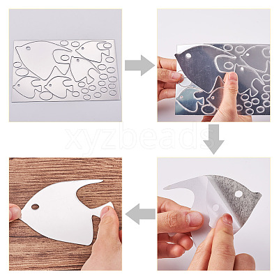 3 Sets 3 Style Fish Acrylic Mirror Wall Stickers DIY-CF0001-02B-1