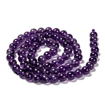 Natural Amethyst Round Bead Strands G-M304-18-6mm-1