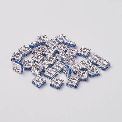 Brass Rhinestone Spacer Beads RB-A013-6x6-04S-1