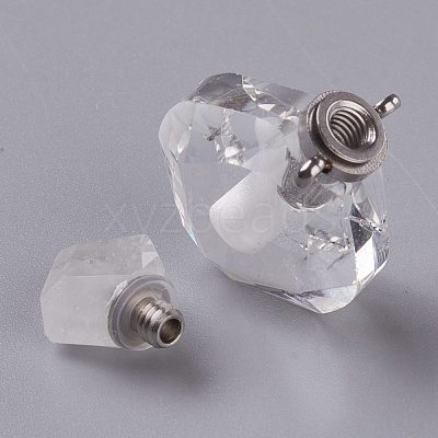 Rhombus Natural Quartz Crystal Perfume Bottle Pendants G-H241-01C-P-1