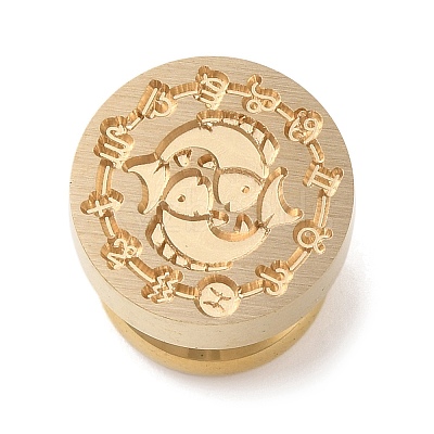 Golden Plated Round Shaped Wax Seal Brass Stamp Head STAM-K002-01G-02-1