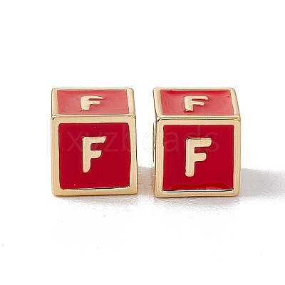 Rack Plating Brass Enamel Beads KK-B060-04G-03F-1