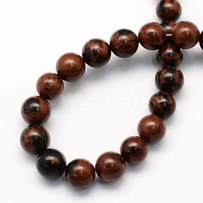 Natural Mahogany Obsidian Round Beads Strands X-G-S163-8mm-1