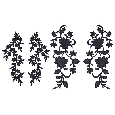 4Pcs 2 Styles Plum Blosssom & Flower Cotton Computerized Embroidery Sew on Patches PATC-GA0001-35-1