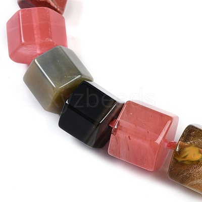 Natural & Synthetic Mixed Stone Hexagon Prism Graduated Beaded Necklaces for Women Men NJEW-K388-03F-1