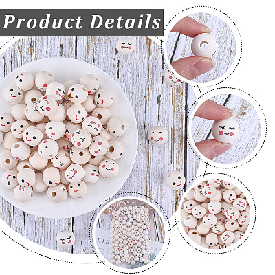 100Pcs 4 Styles Wood European Beads WOOD-GF0002-25-1