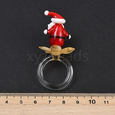 Rotatable Handmade Lampwork Rings RJEW-P158-02A-1