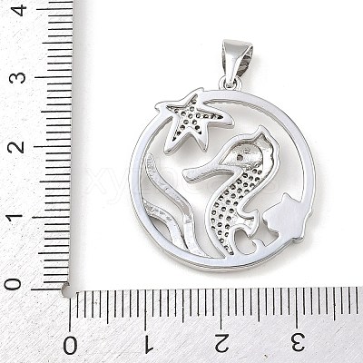 Ocean Brass Micro Pave Cubic Zirconia Pendants KK-K411-04B-P-1