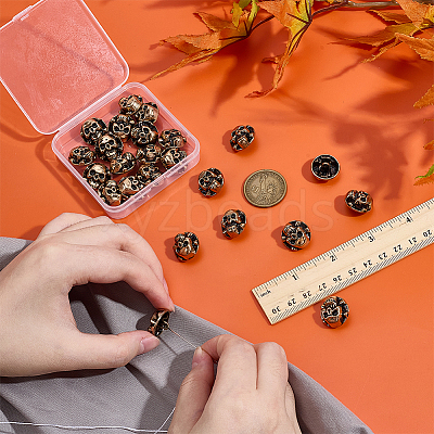 24Pcs 1-Hole Alloy Shank Buttons BUTT-PH0001-81AG-1