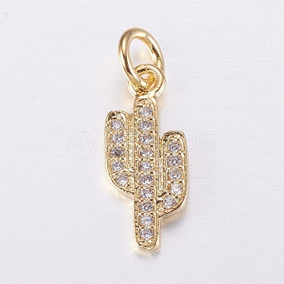 Brass Micro Pave Cubic Zirconia Charms ZIRC-E135-34G-1
