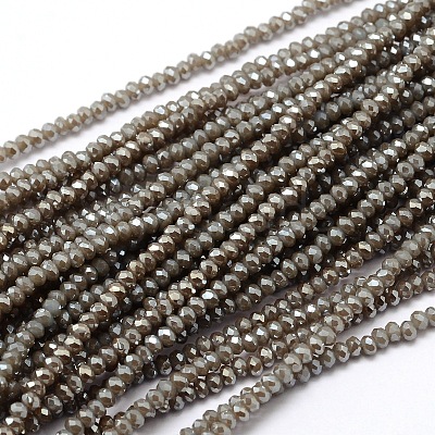 Faceted Rondelle Full Rainbow Plated Electroplate Glass Beads Strands X-EGLA-M004-2mm-A13-1