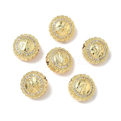 Brass Micro Pave Cubic Zirconia Beads KK-Q068-44G-1