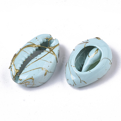 Spray Painted Natural Cowrie Shell Beads SSHEL-R047-03-A04-1