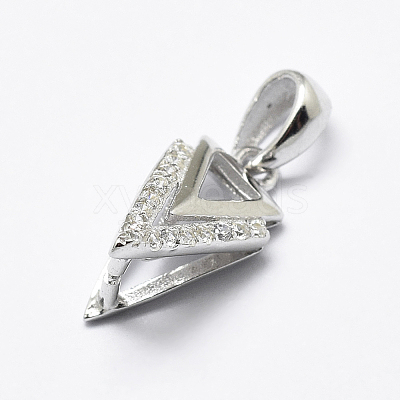 Anti-Tarnish Rhodium Plated 925 Sterling Silver Micro Pave Cubic Zirconia Pendant Bails X-STER-E053-33P-1