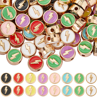 96Pcs 8 Colors Alloy Enamel Beads FIND-SC0014-52-1