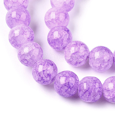 Baking Paint Crackle Glass Bead Strands DGLA-Q023-8mm-YS54-A-1