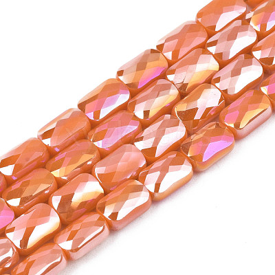 Electroplate Opaque Solid Color Glass Beads Strands EGLA-N002-25-B03-1