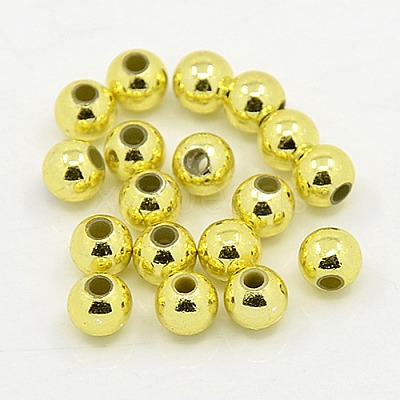 Plating Plastic Acrylic Round Beads PACR-L003-5mm-G-1