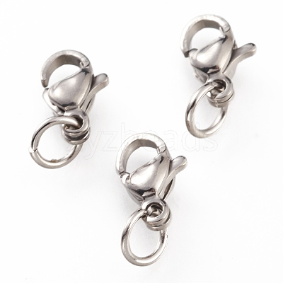 Tarnish Resistant 304 Stainless Steel Lobster Claw Clasps STAS-G240-01A-P-1