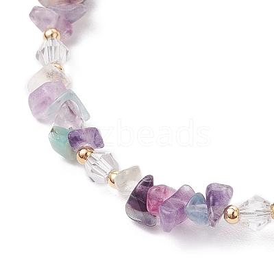 Natural Fluorite Chip Beaded Bracelets for Women X-BJEW-JB11742-06-1