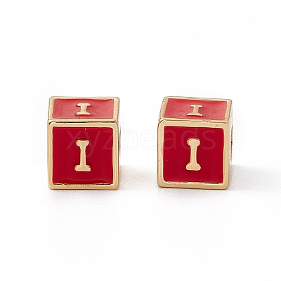 Rack Plating Brass Enamel Beads KK-B060-04G-03I-1