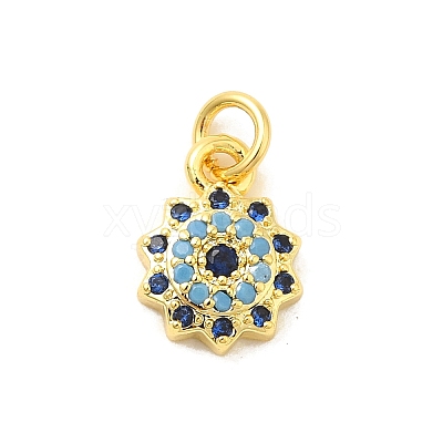 Real 18K Gold Plated Rack Plating Brass Micro Pave Cubic Zirconia Pendants Charms KK-S396-01G-1