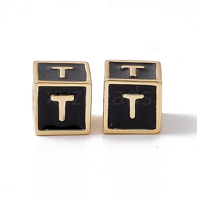 Rack Plating Brass Enamel Beads KK-B060-04G-01T-1