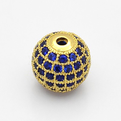 Brass Micro Pave Grade AAA Cubic Zirconia Beads KK-E711-6mm-114G-NR-1
