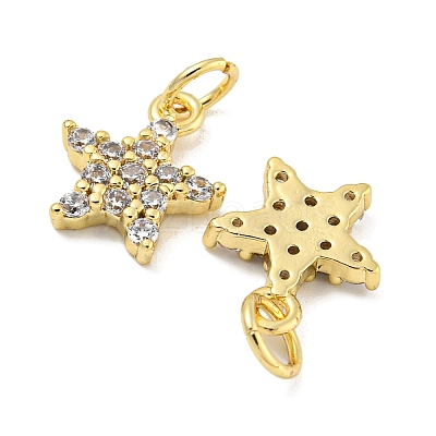 Rack Plating Brass Micro Pave Clear Cubic Zirconia Pendants KK-B093-12B-G-1