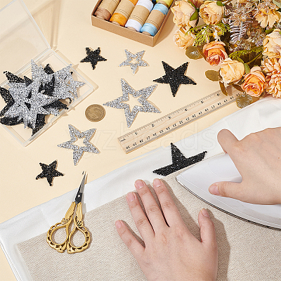 8 Styles Star Hotfix Resin Rhinestone Iron on Patches PATC-FG0002-27-1