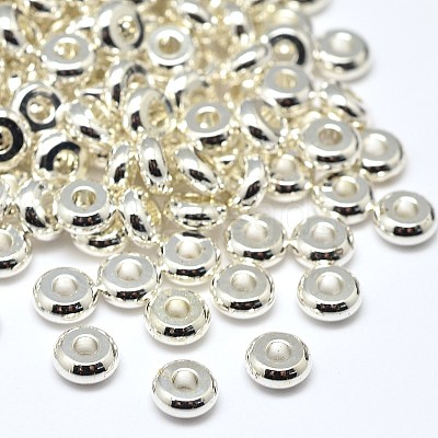 Brass Flat Round Spacer Beads KK-M085-14S-NR-1