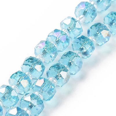 Electroplate Transparent Glass Beads Strands EGLA-H101-03E-1