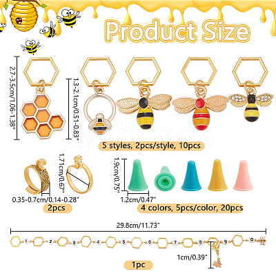33Pcs Bee DIY Knitting Tool Sets HJEW-NB00052-1