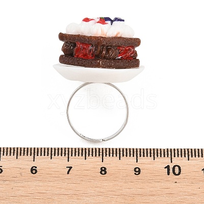 Afternoon Tea Resin & Plastic Adjustable Finger Rings for Women LS-RJEW-K317-01E-1