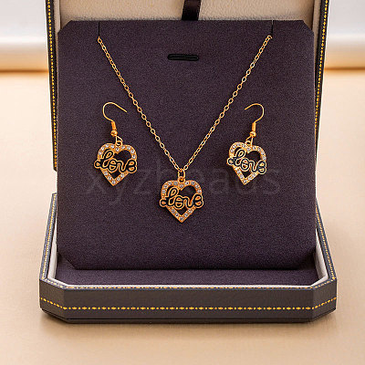 Alloy Rhinestone & Enamel Pendant Necklaces & Dangle Earrings Sets for Women FS-WGD52C4-05-1