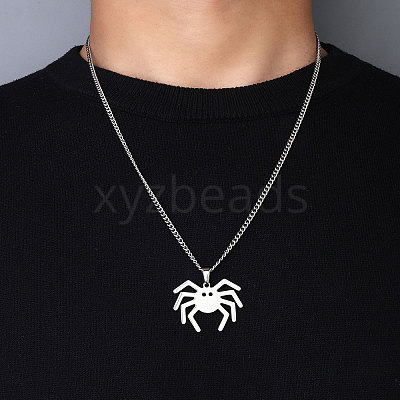 Non-Tarnish 201 Stainless Steel Pendant Necklaces for Man NJEW-Q336-02I-P-1