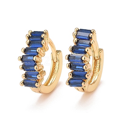 Cubic Zirconia Rectangle Hoop Earrings EJEW-A069-16G-D-1