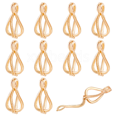 12Pcs Brass Bead Cage Pendants KK-PH0010-48-1