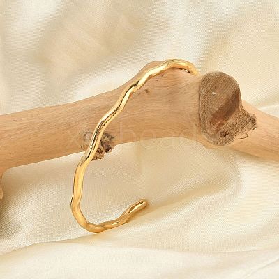 Ion Plating(IP) 304 Stainless Steel Cuff Bangles BJEW-H323-01G-1
