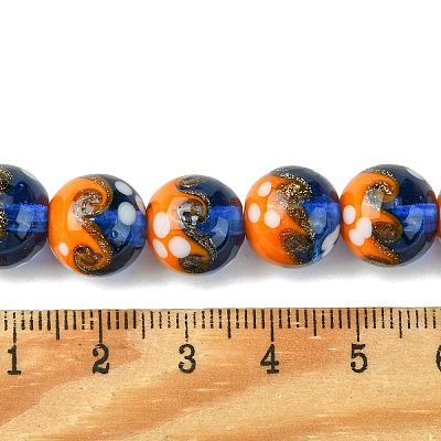 Handmade Gold Sand Lampwork Beads Strands LAMP-A003-03G-1