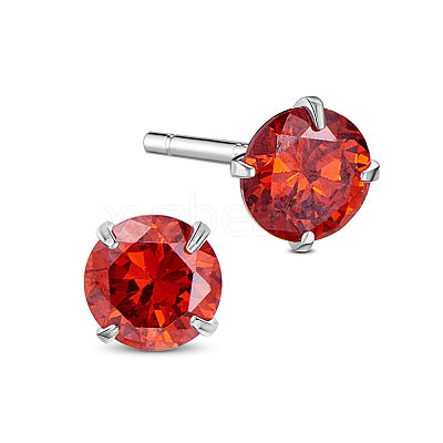 Rhodium Plated 925 Sterling Silver Four Pronged Ear Studs JE420C-01-1